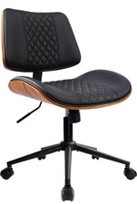 Bürostuhl Chefsessel Schreibtischstuhl ergonomischer Drehstuhl Walnussholz Leder