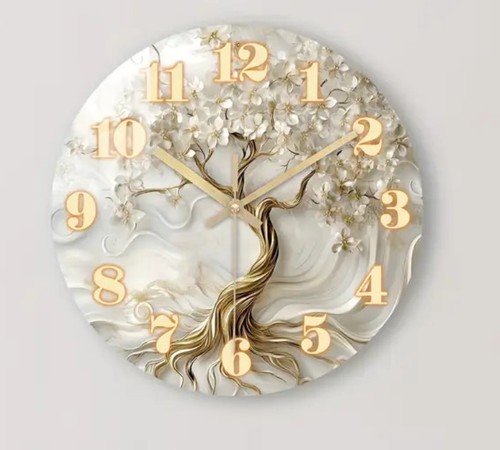 Wanduhr lebensbaum blüte - lebensbaum,