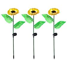 Solar-Gartenstecker Sonnenblume 3er Set mit LED Beleuchtung Garten Deko Licht