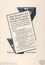 Adler Standard & Favorit Reklame von 1929 Kleyer Frankfurt Oldtimer Auto Car Ad