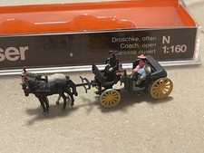 (H-133) Preiser Kutsche Spur N 1:160 Droschke offen