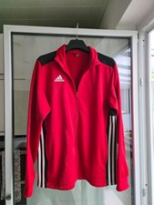 Adidas Joggingjacke Gr. L rot/schwarz, 2 Taschen mit Reißverschluss, Kragen