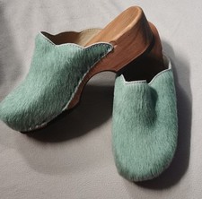 Woody clogs schuhe fell grün - clogs,