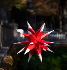 Außenstern ROT WEISS 3D Weihnachtsstern 55cm Leucht Stern außen Faltstern