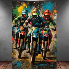 LEINWAND BILD ER XXL ABSTRAKT MOTOCROSS MOTORRAD GRAFFITI MOTIVATION WAND POSTER