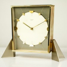 Junghans Meister Tisch Uhr Messing & Glas Quartzwerk Vintage 50er 60er