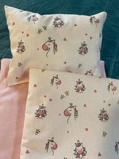 Puppenbettwäsche für Puppenwagen Wiege Lauflernwagen 3tlg Einhörner rosa