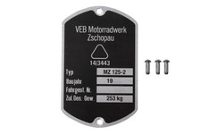 Typenschild für MZ RT 125/2 -
