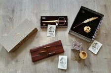 ARTE medici Schere Kugelschreiber Briefständer Köcher Handarbeit Leder vergoldet