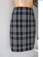 AMISU BLEISTIFT ROCK SCHWARZ m. KARO in WEISS Gr. 40