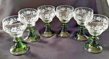 6 Weingläser Römer grüner  Fuß Weinlaubdekor