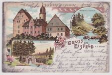 33081 Ak Lithographie Gruss aus Eisfeld a.d. Werra Schloss, Werraquelle usw 1901