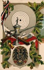 114/463 AK EIN DEUTSCHER SCHÜTZENGRUSS ZIELSCHEIBE ARMBRUST GEWEHR EICHENLAUB