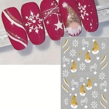 Nail Art Sticker Weihnachten Glitzer Wichtel Gonk Schneeflocken Schleifen Sterne (CS320)