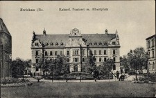 Ak Zwickau in Sachsen, Kaiserliches Postamt m. Albertplatz - 3580760
