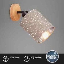 Wandleuchte Briloner E27-Fassung Ø 13CM Wandlampe Sternenhimmel Schwenkbar Holz 