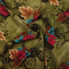 Viskosestoff mit Blumenmuster Meterware, Kleiderstoff, Stoff Viskose grün
