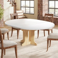 Esstisch Rund Ausziehbar, 90-120cm Esszimmertisch Oval für Küche Restauran