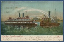 New York Fire Boat beim Löschen, gelaufen 1908 (AK5153)