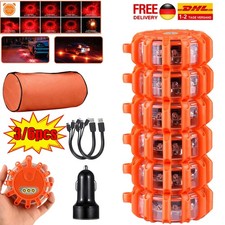 3/6x LED Warnblinkleuchte Pannenleuchte Unfalllicht rotierend wiederaufladbarer