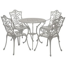 Sitzgruppe Gartenset Gartenmöbel Gartengarnitur LUGANO 5-teilig Alu Metall weiss