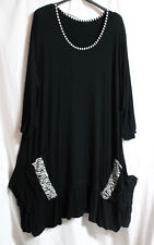 Kleid Shirtkleid  schwarz weiß Taschen Zipfelig Gr.4