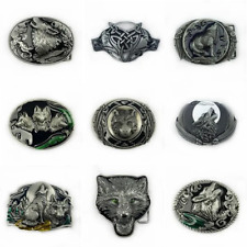 Gürtelschnalle Buckle Gürtelschliesse für Wechselgürtel Wolf Western Line Dance