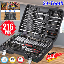 216 Ratschenkoffer Grün Steckschlüssel Werkzeugkoffer Knarrenkasten Nusskasten