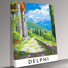 Delphi Reisedruck auf Leinwand Wandbild fertig zum Aufhängen Vektor-Stil