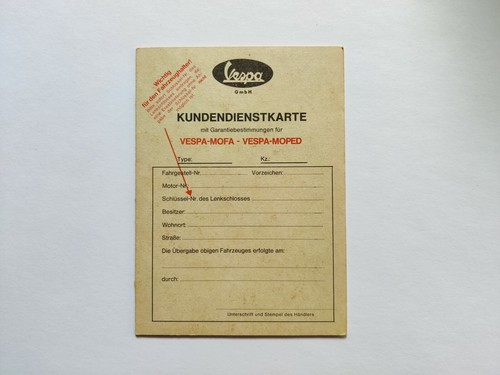Kundendienstkarte beige vespa - kundendienstkarte,