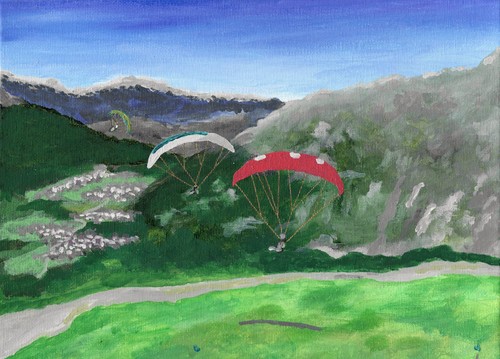 Paraglider berge wandbild - paraglider,