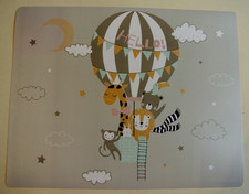 2 Stück graue XL-Tischsets mit Heißluftballon  PVC abwaschbar ca. 42 x 33 cm