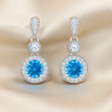 Swiss Blue Topas & Diamant 925