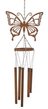 Windspiel Schmetterling mit Klangspiel H:73 cm im Rost Design - Garten Deko