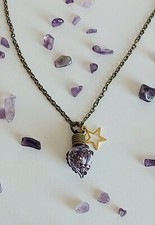 Anhänger Mit Kette Handgefertigt Phiole Tropfenform DMC Strasssteine Amethyst 