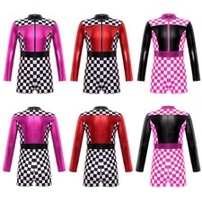 DE Kinder Mädchen Rennfahrer Kostüm Rennfahrerin Kurz Overall Halloween Karneval