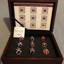 Boxed Collection of 9 British Miniature Coronation Crowns - Free Porto