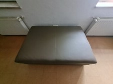 XXL Echt Leder Hocker Sitzhocker Taube  Polsterhocker mit Chromfüßen