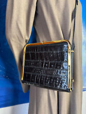 IRV Schultertasche Krokotasche crossbodybag sattle bag Koffer schwarz  vintage