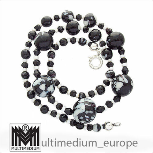 Art deco glas collier silber - deco,