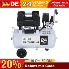 24 L Leise Ölfrei Kompressor für Mahlen für Luftbürsten für Bohren  1100 W 69 dB