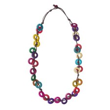 Bunte Boho Holz Kokosnuss Halskette Strandschmuck Urlaub Perlenkette Statement 