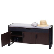 B-Ware Schuhkommode mit Sitzmöglichkeit MCW-A27, 3D-Struktur Metall dunkelbraun