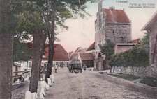 AK Tribsees, Partie an der Sülzer, Chaussee m. Mühlentor