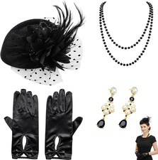 Fascinator damen schwarz 50er - schwarz,