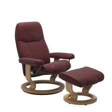Stressless Sessel Consul in bordeaux mit Hocker
