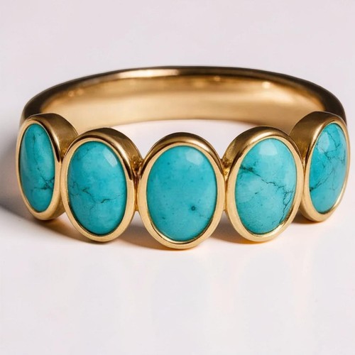 14k gelbgold oval - 14k, türkis