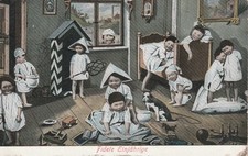 AK  CPA  -   Kinder, Zimmer, Nachttopf, Ball, Puppe, Holzpferd- Serie 152