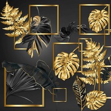 FOTOTAPETE 3D Schwarz Gold