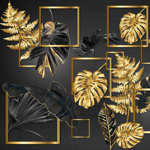 Fototapete schwarz gold - 3d,